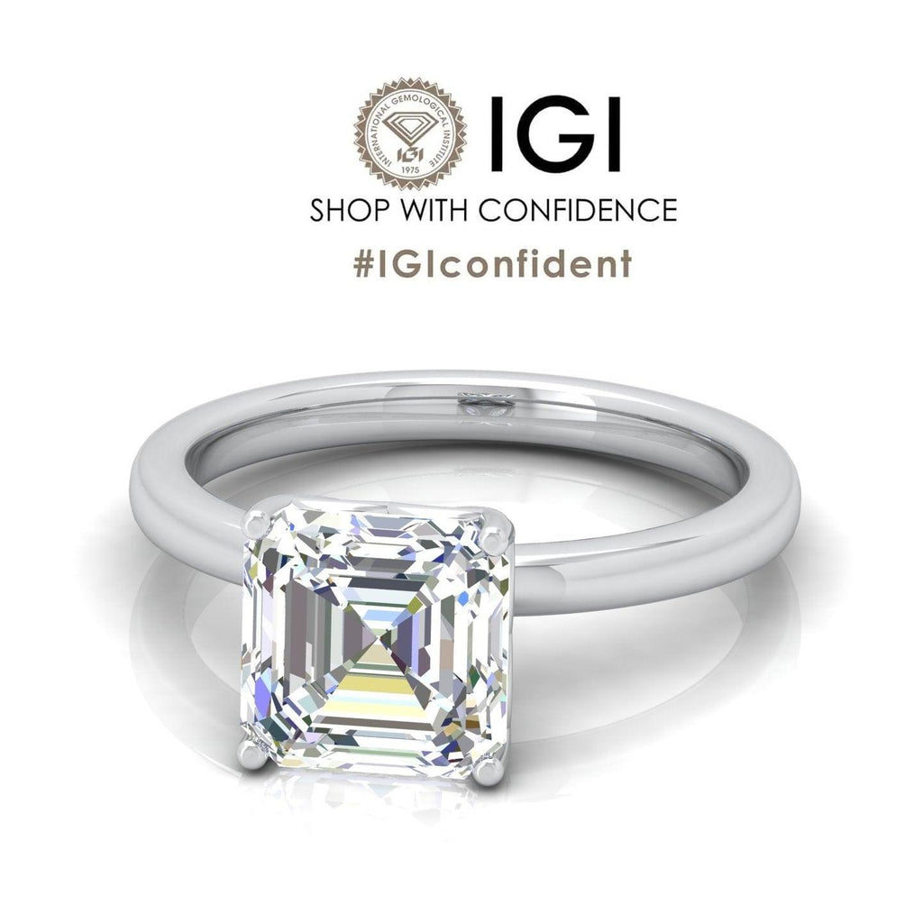 IGI Certified E/VS Asscher Diamond Solitaire Engagement Ring - amadadiamonds