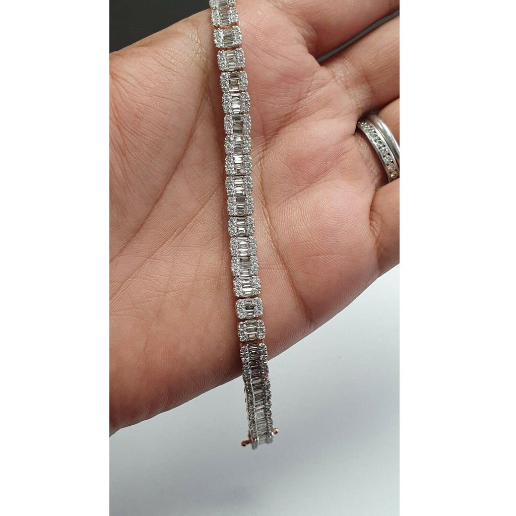 5.00ct Round Diamond Tennis Bracelet - Gold (Angle View 7)