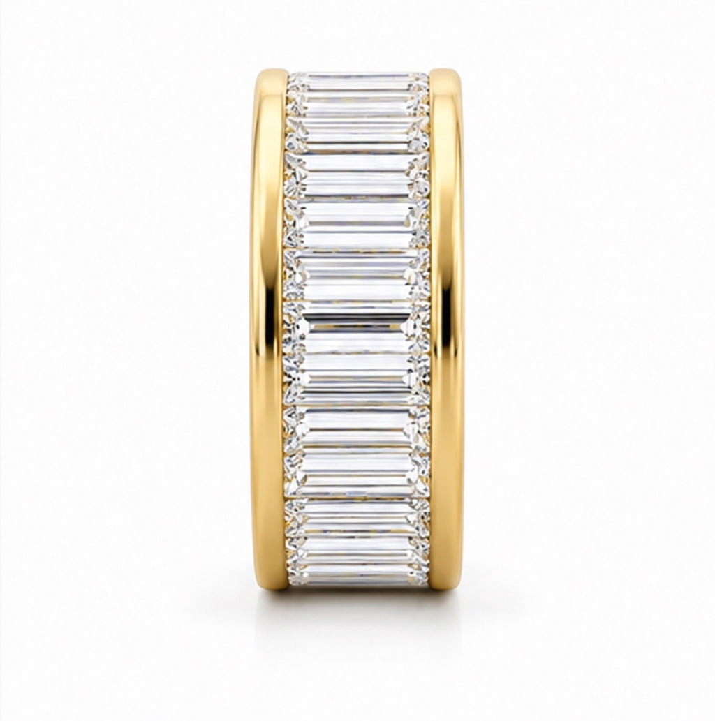 3.00 Carat Baguette Diamond Channel Set Full Eternity Ring in Gold & Platinum