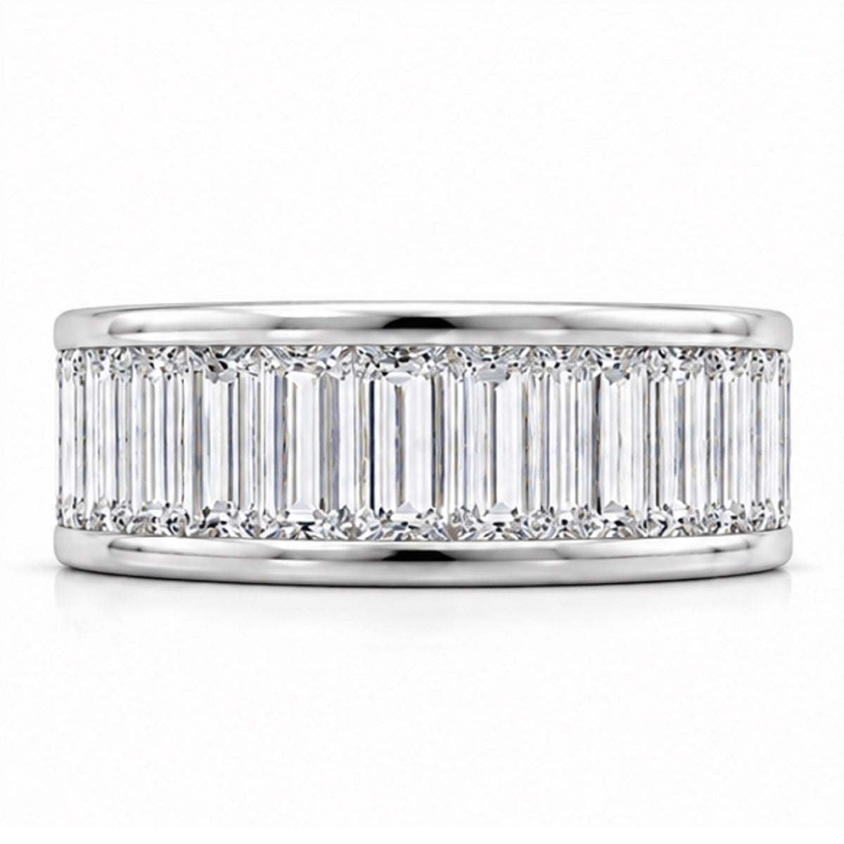 3.00 Carat Baguette Diamond Channel Set Full Eternity Ring in Gold & Platinum
