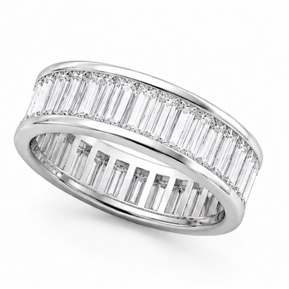 3.00 Carat Baguette Diamond Channel Set Full Eternity Ring in Gold & Platinum