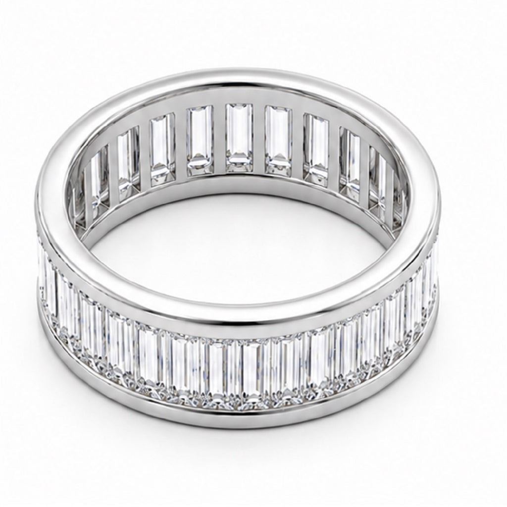 3.00 Carat Baguette Diamond Channel Set Full Eternity Ring in Gold & Platinum