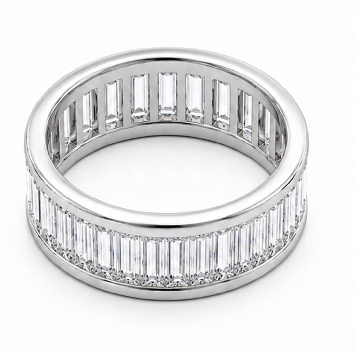 3.00 Carat Baguette Diamond Channel Set Full Eternity Ring in Gold & Platinum