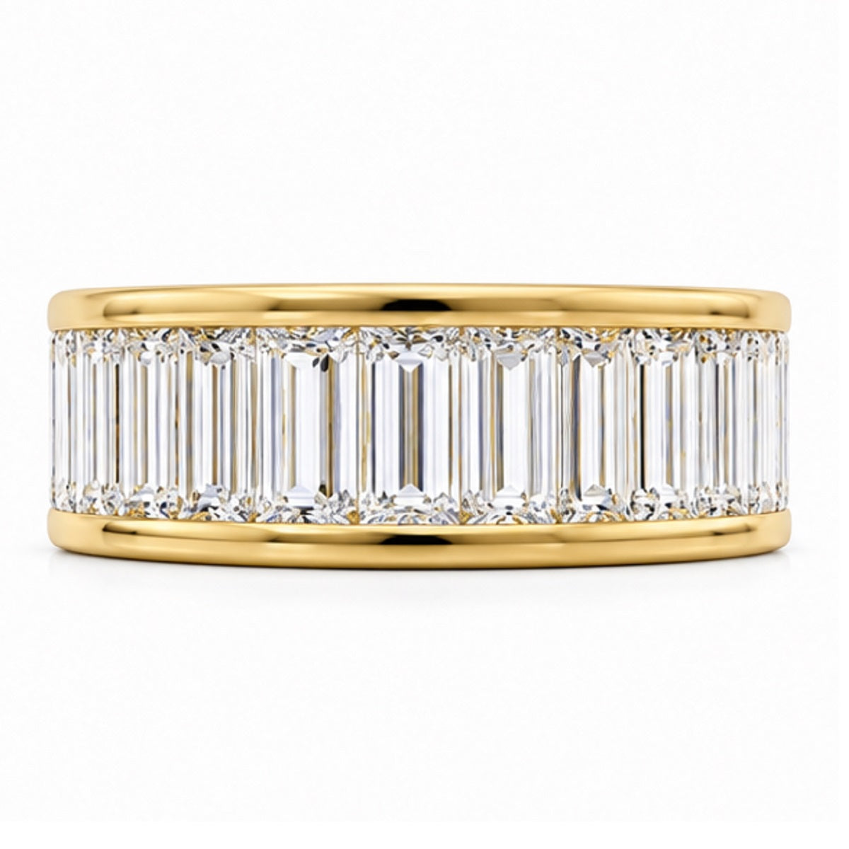 3.00 Carat Baguette Diamond Channel Set Full Eternity Ring in Gold & Platinum