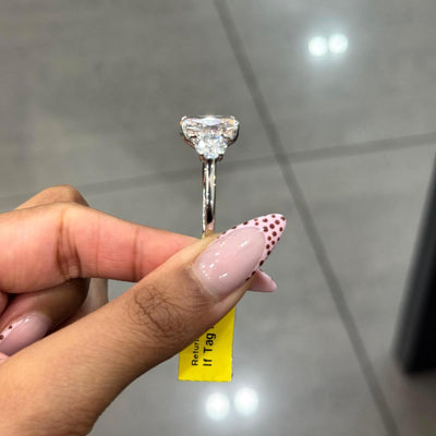 Black Friday Deal ! 10.59ct Fancy Pink Radiant & Round Lab Diamond Trilogy Ring in Platinum