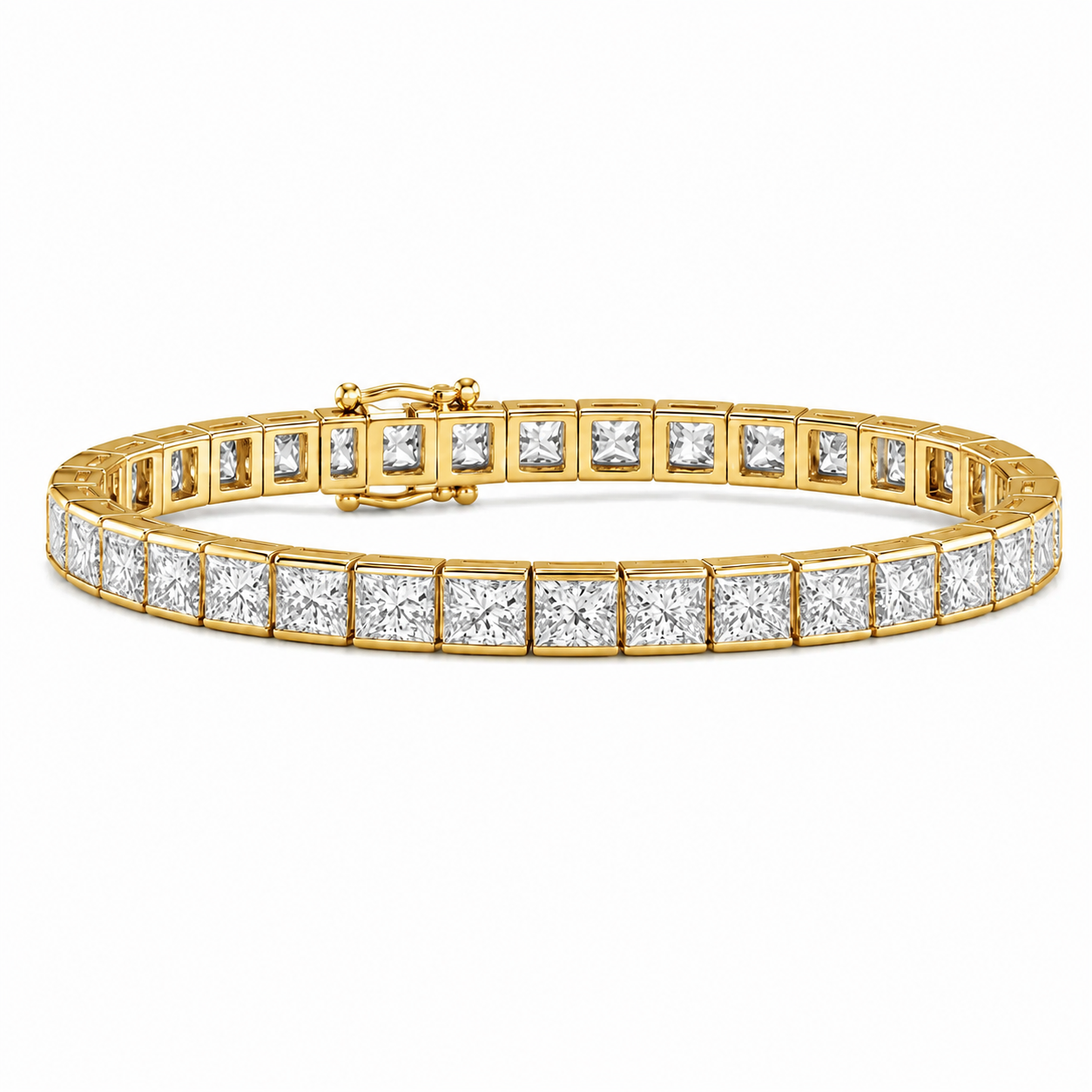 Channel Set D-E/VS Lab Grown Princess Diamond  Bracelet 9k'Gold