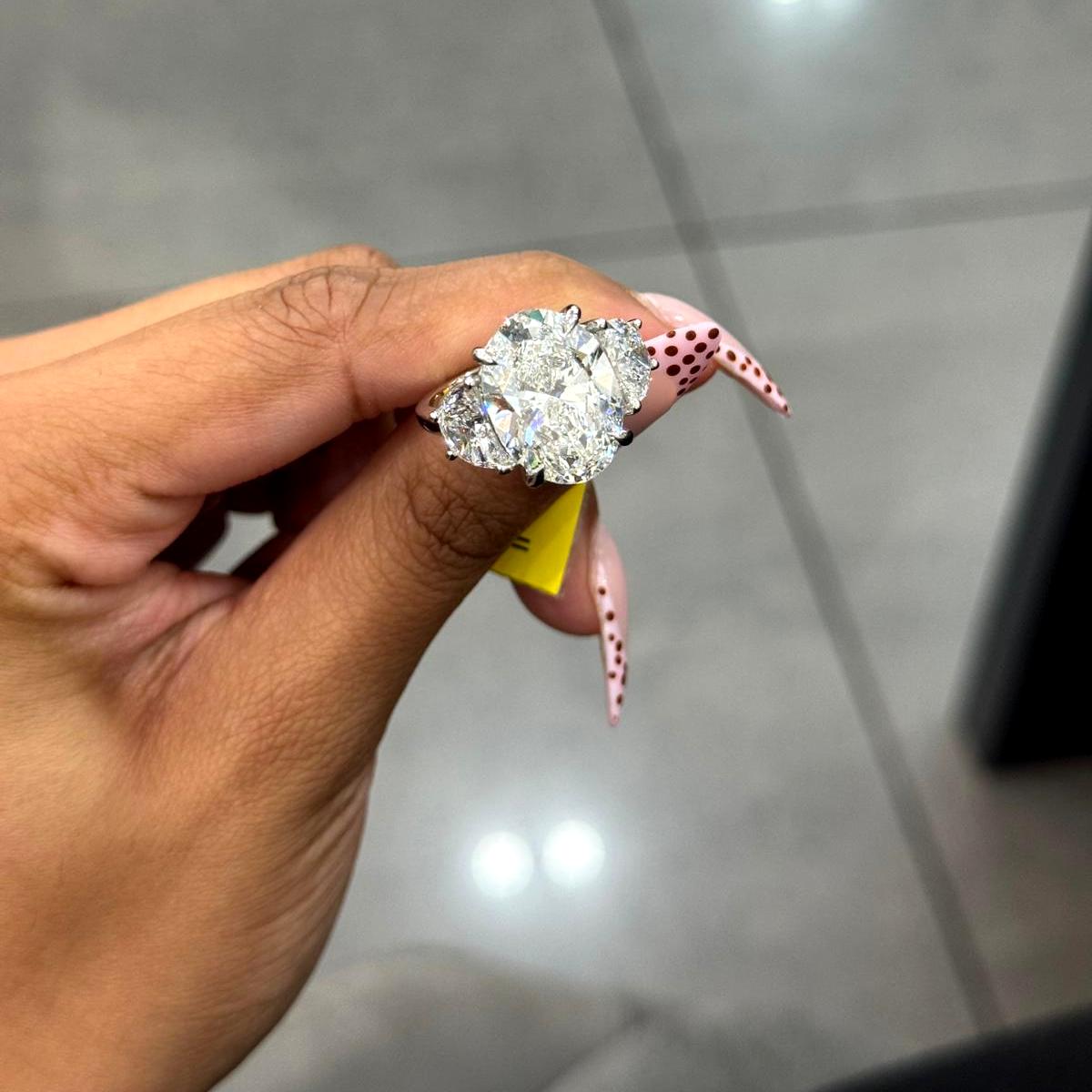 SALE! WGI Certified 11.00ct Oval With Half Moon Lab Grown Diamond Trilogy Ring in Platinum