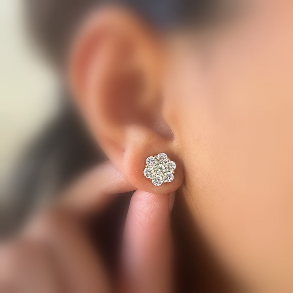 4.60Ct D/VS Lab Diamond Cluster Earrings in White Gold