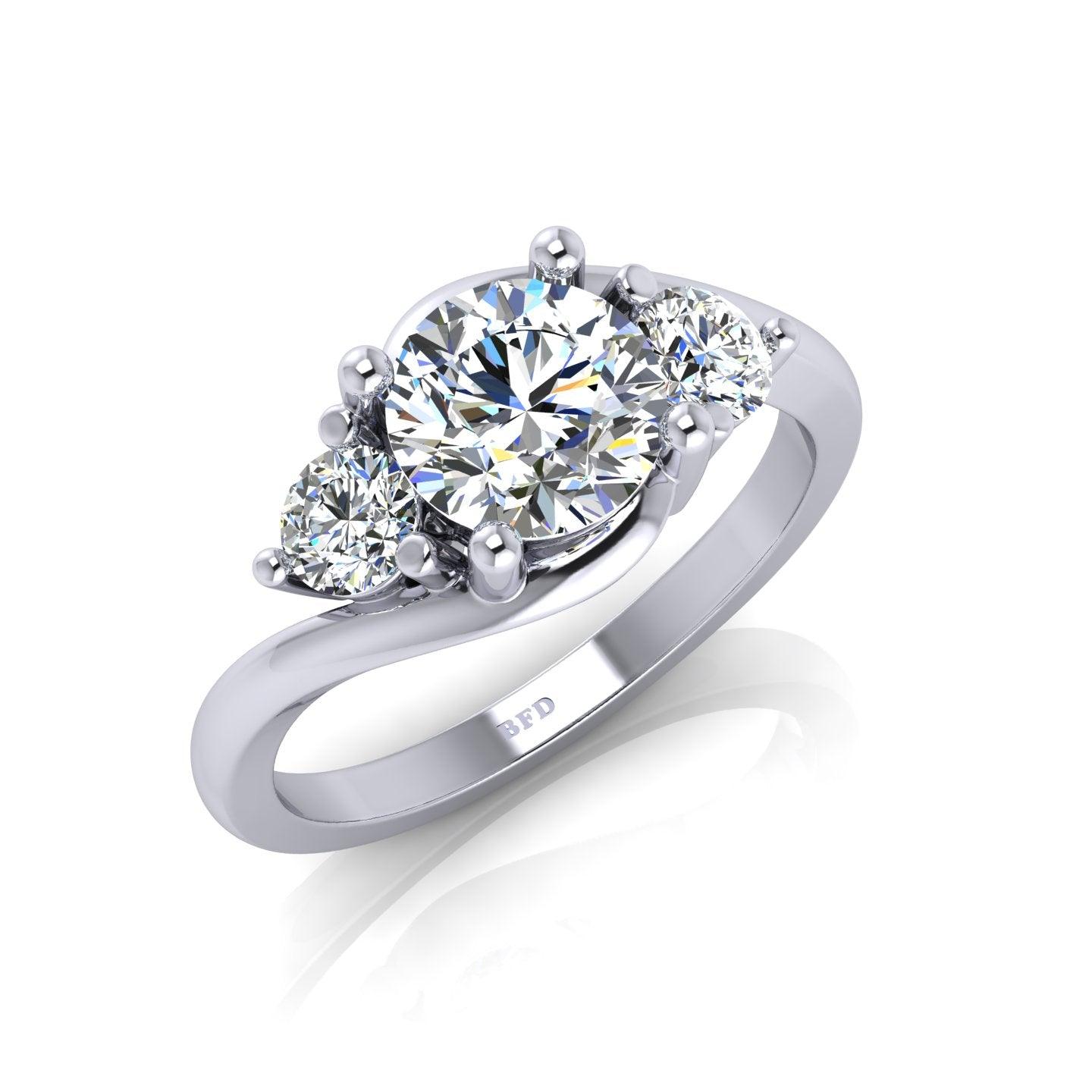 Classic Round Diamond Trilogy Engagement Ring in Platinum 1.00Ct-3.00Ct