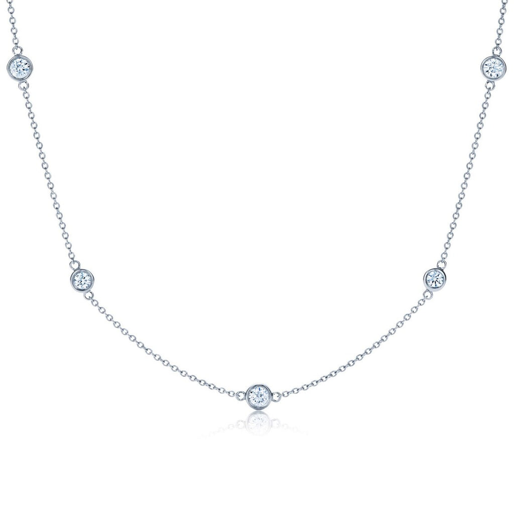 Diamond By Yard ! Lab Grown Diamond Station Necklace In White / Yellow Gold-17"-36"