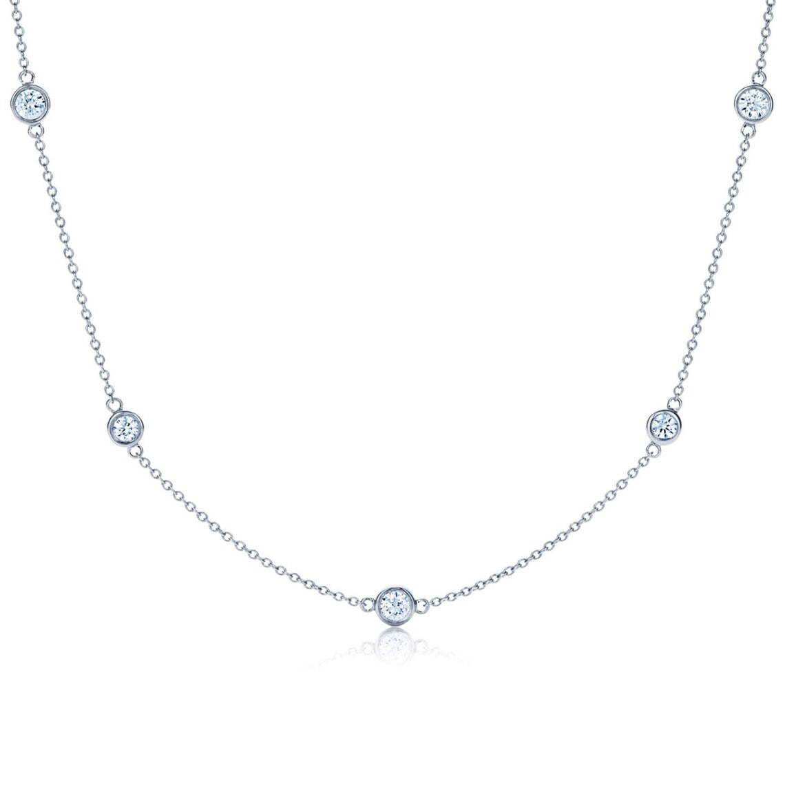 Diamond By Yard ! Lab Grown Diamond Station Necklace In White / Yellow Gold-17"-36"