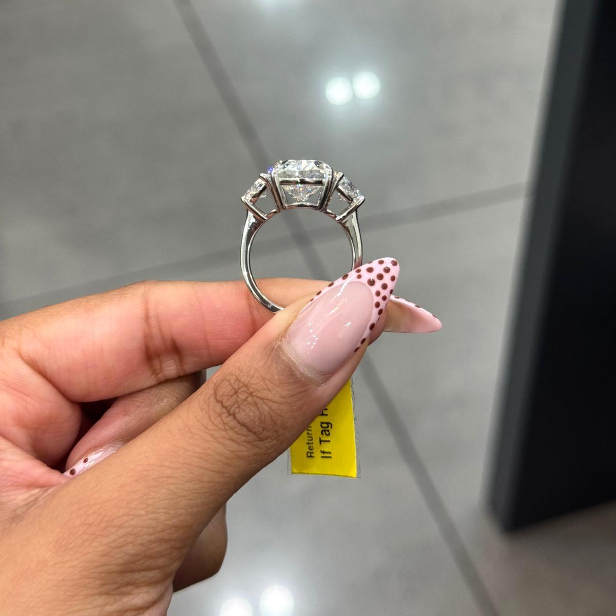 SALE! WGI Certified 11.00ct Oval With Half Moon Lab Grown Diamond Trilogy Ring in Platinum