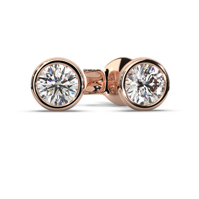 Round Lab Diamond Bezel Set Stud Earrings - 1.00Ct - 2.00Ct