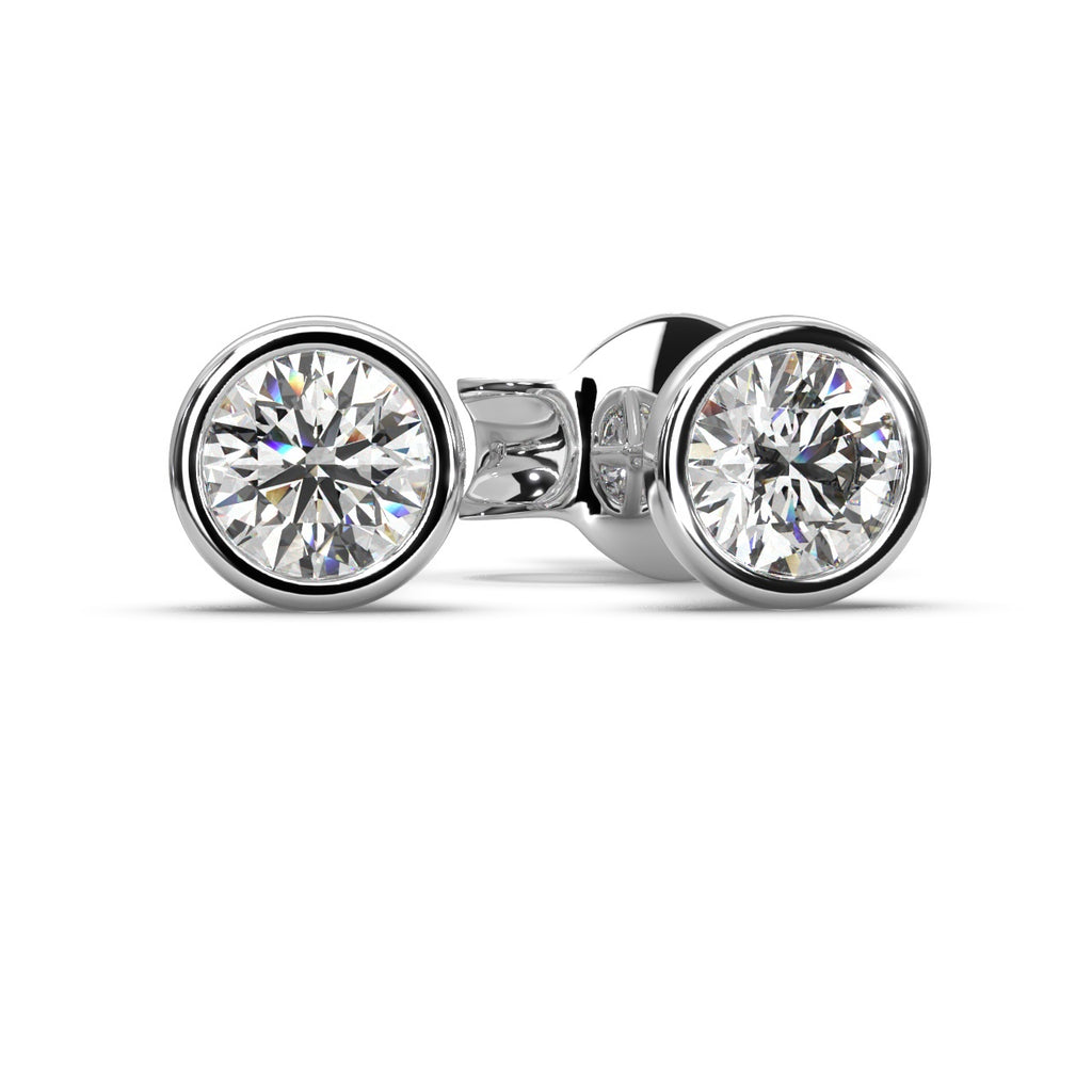 Round Lab Diamond Bezel Set Stud Earrings - 1.00Ct - 2.00Ct