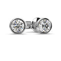Round Lab Diamond Bezel Set Stud Earrings - 1.00Ct - 2.00Ct