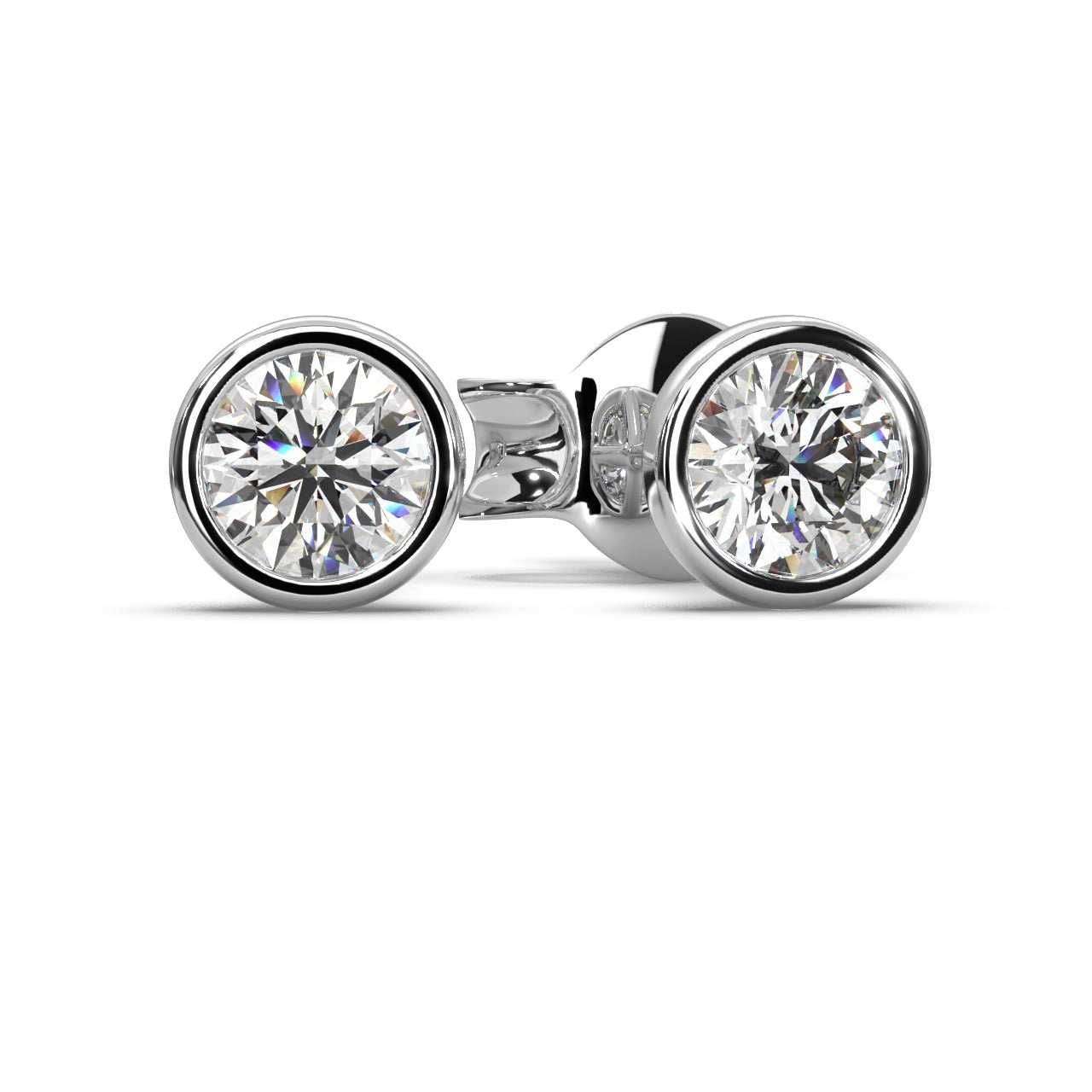 Round Lab Diamond Bezel Set Stud Earrings - 1.00Ct - 2.00Ct