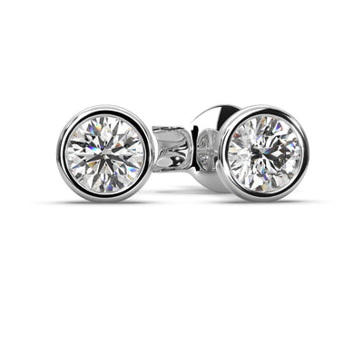 Round Lab Diamond Bezel Set Stud Earrings - 1.00Ct - 2.00Ct