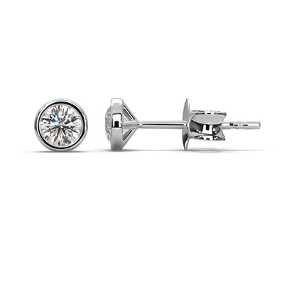 Round Lab Diamond Bezel Set Stud Earrings - 1.00Ct - 2.00Ct