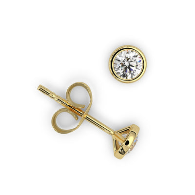 Round Lab Diamond Bezel Set Stud Earrings - 1.00Ct - 2.00Ct