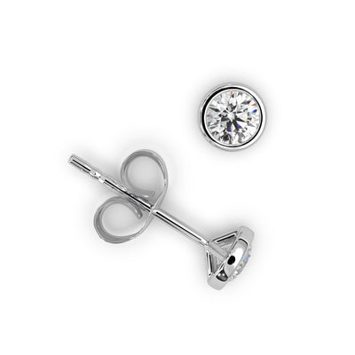 Round Lab Diamond Bezel Set Stud Earrings - 1.00Ct - 2.00Ct