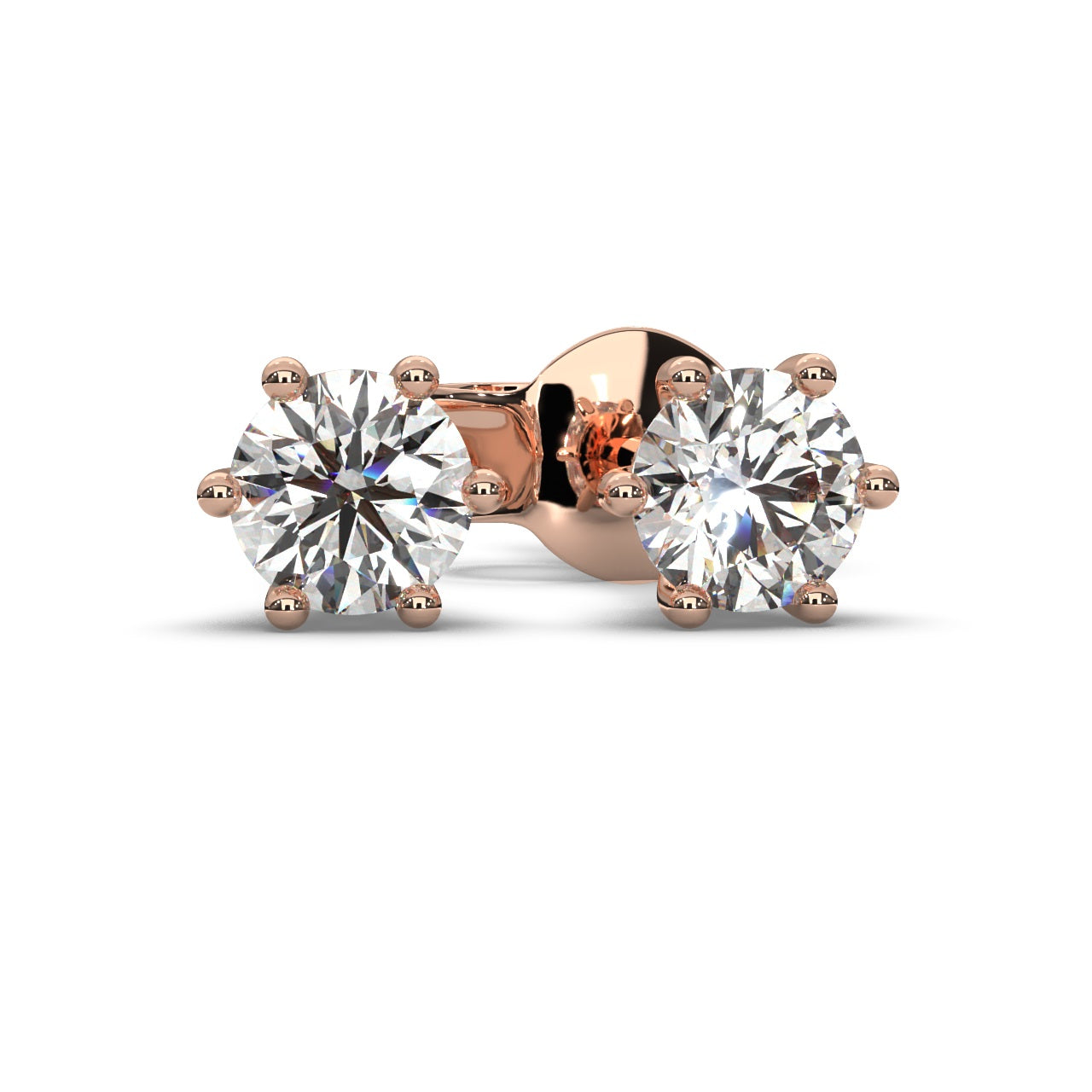 Round Lab Diamond Crow Stud Earrings - 1.00Ct - 2.00Ct