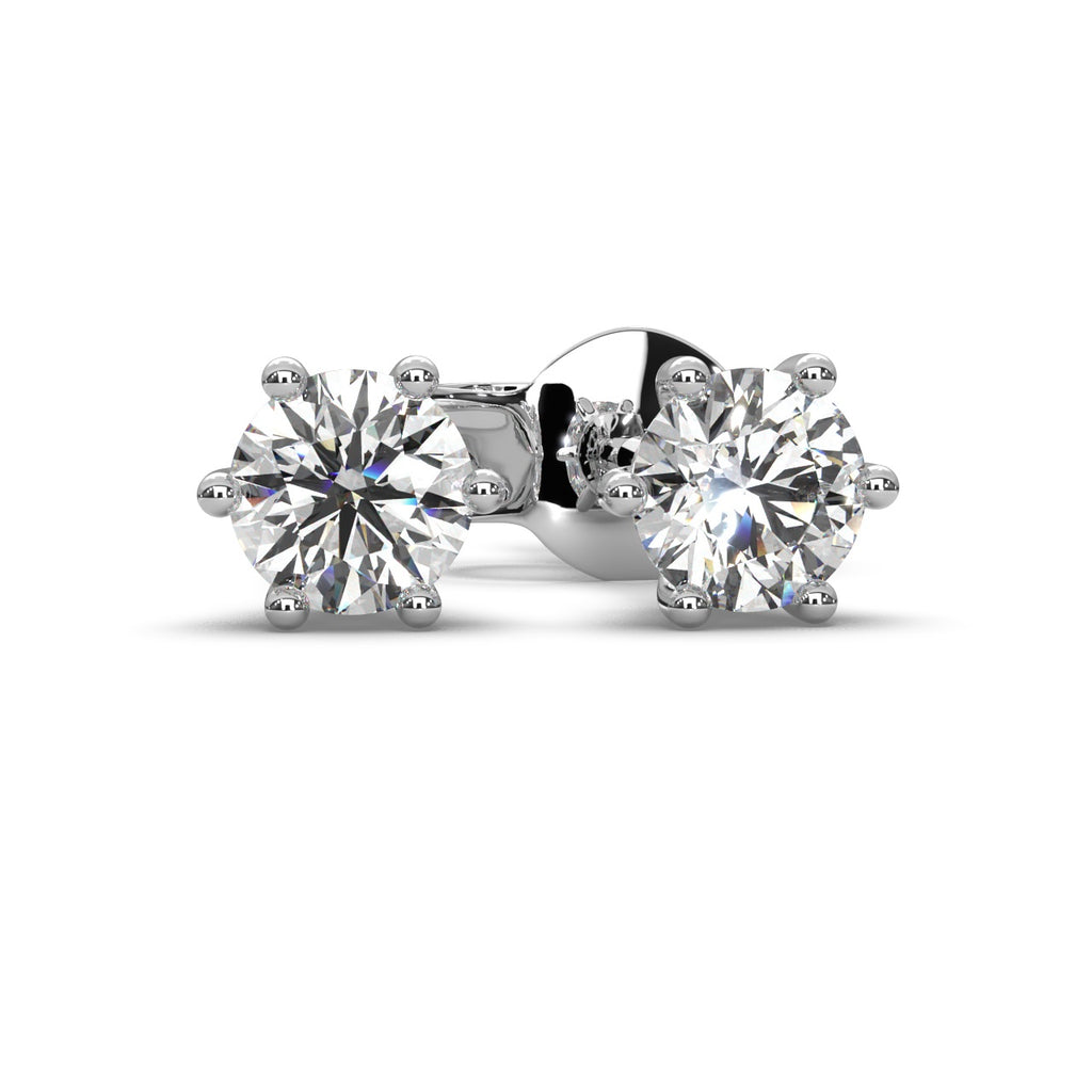 Round Lab Diamond Crow Stud Earrings - 1.00Ct - 2.00Ct