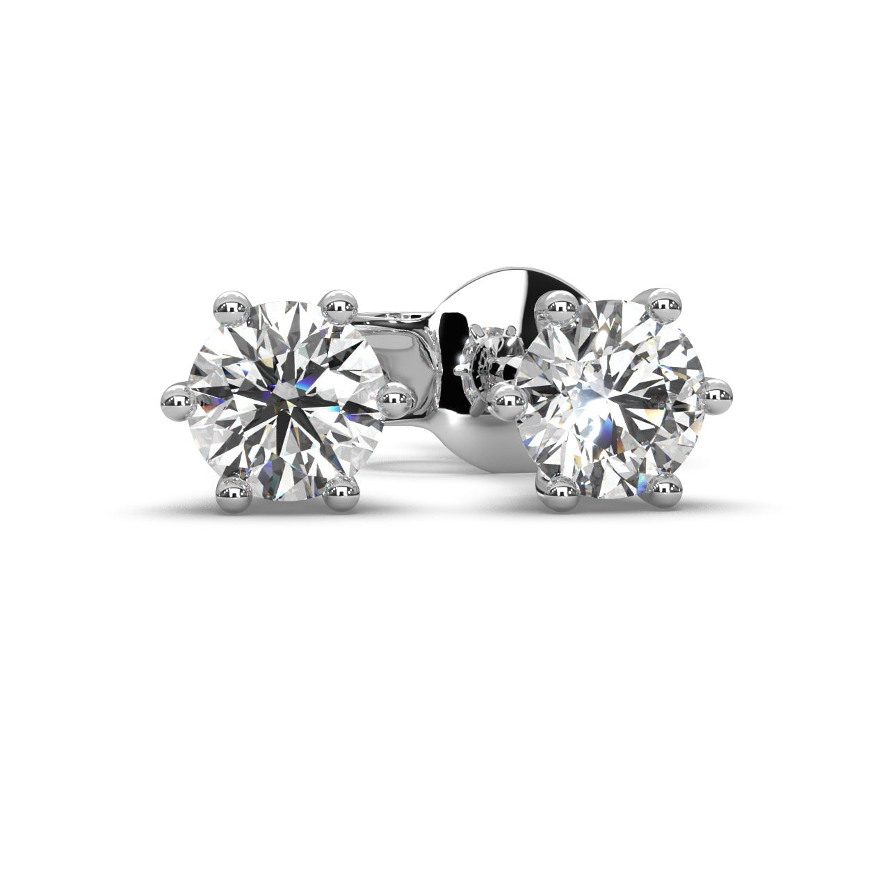 Round Lab Diamond Crow Stud Earrings - 1.00Ct - 2.00Ct