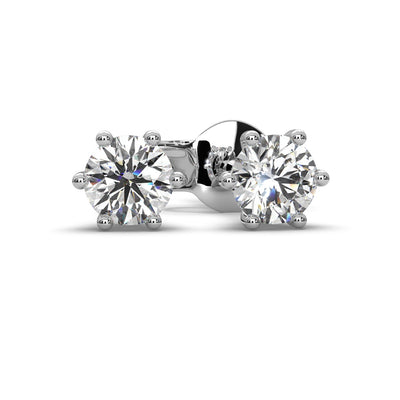 Round Lab Diamond Crow Stud Earrings - 1.00Ct - 2.00Ct