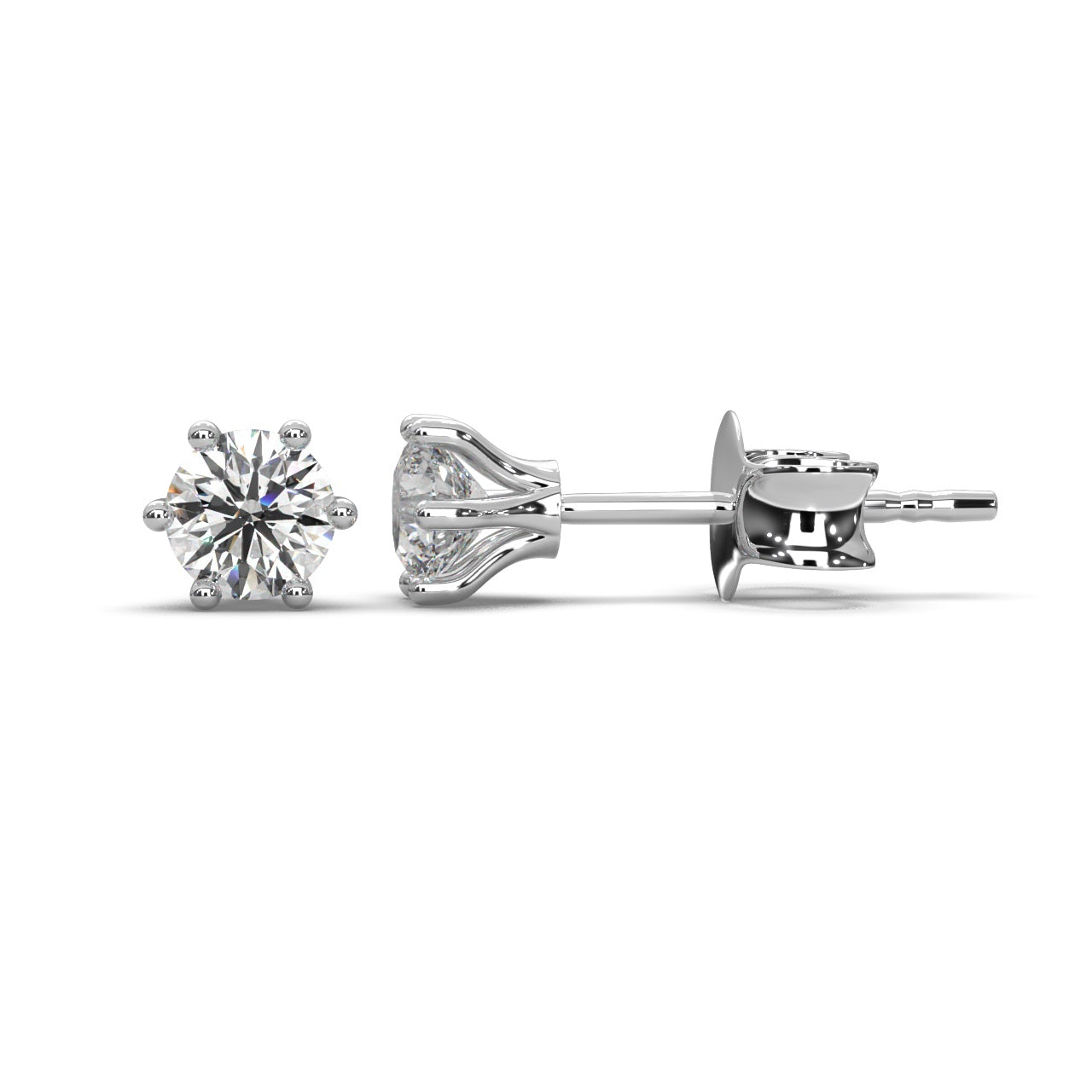 Round Lab Diamond Crow Stud Earrings - 1.00Ct - 2.00Ct