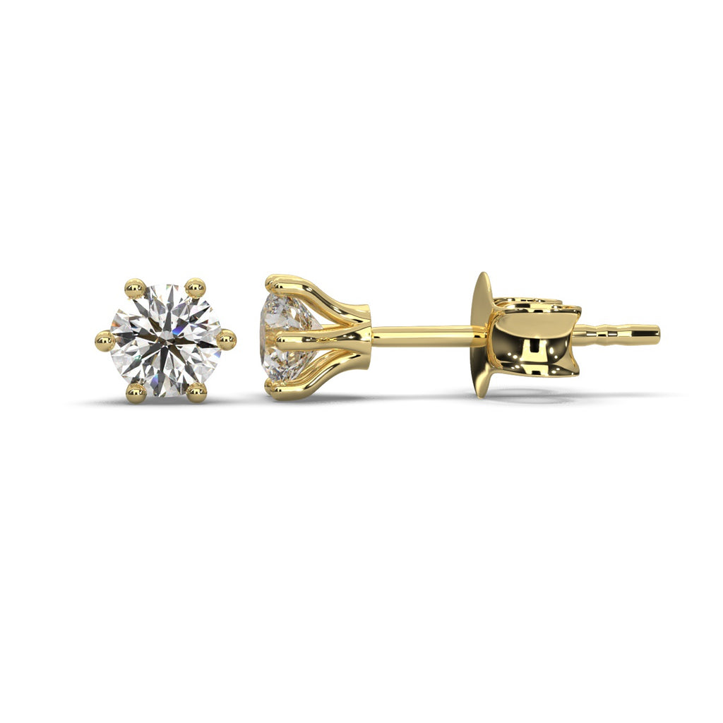 Round Lab Diamond Crow Stud Earrings - 1.00Ct - 2.00Ct