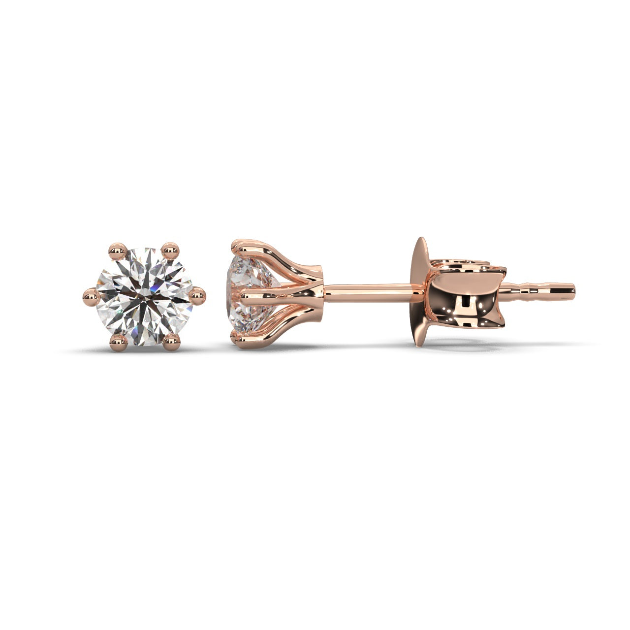 Round Lab Diamond Crow Stud Earrings - 1.00Ct - 2.00Ct