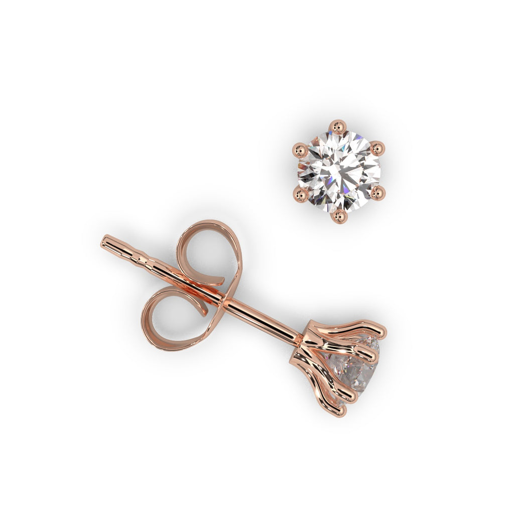 Round Lab Diamond Crow Stud Earrings - 1.00Ct - 2.00Ct