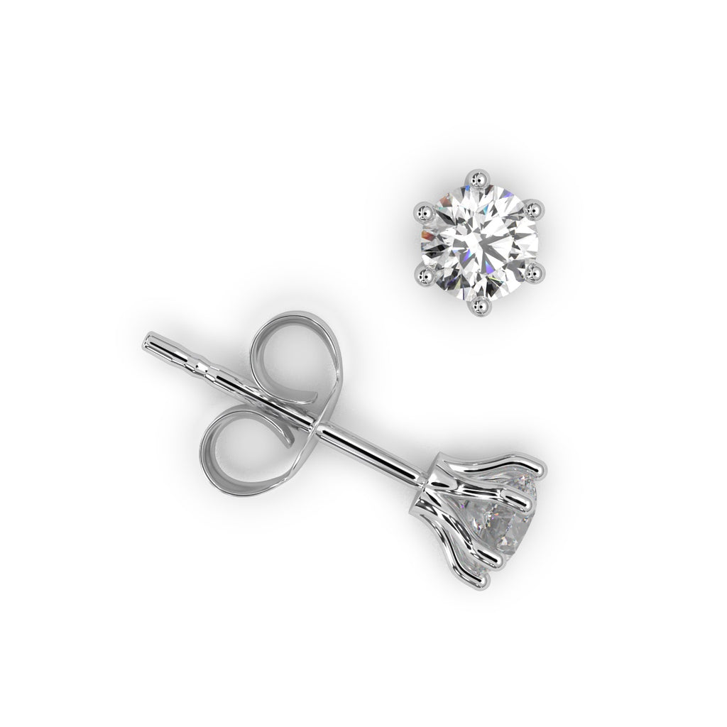 Round Lab Diamond Crow Stud Earrings - 1.00Ct - 2.00Ct