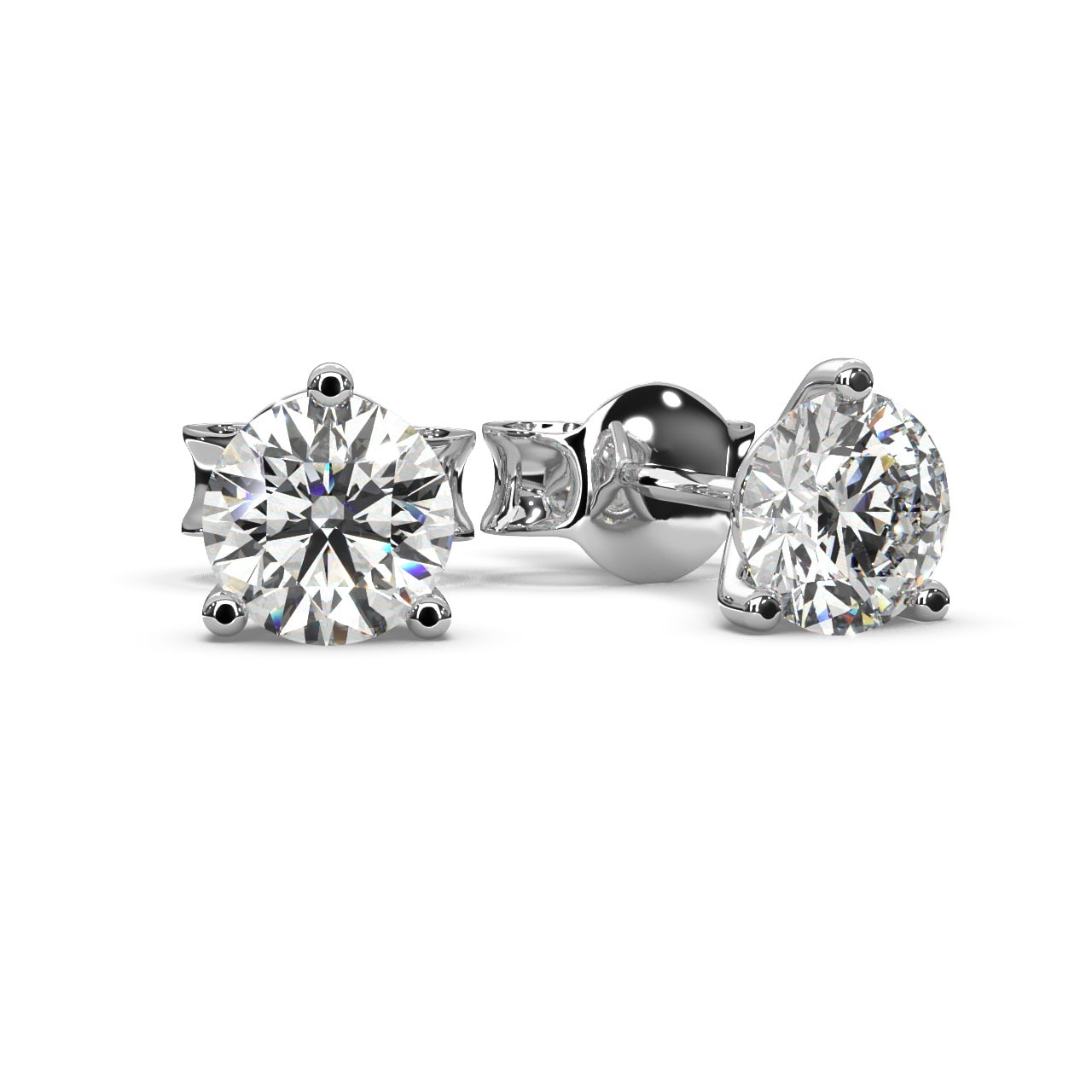 Round Lab Diamond Martini Stud Earrings - 1.00Ct - 2.00Ct