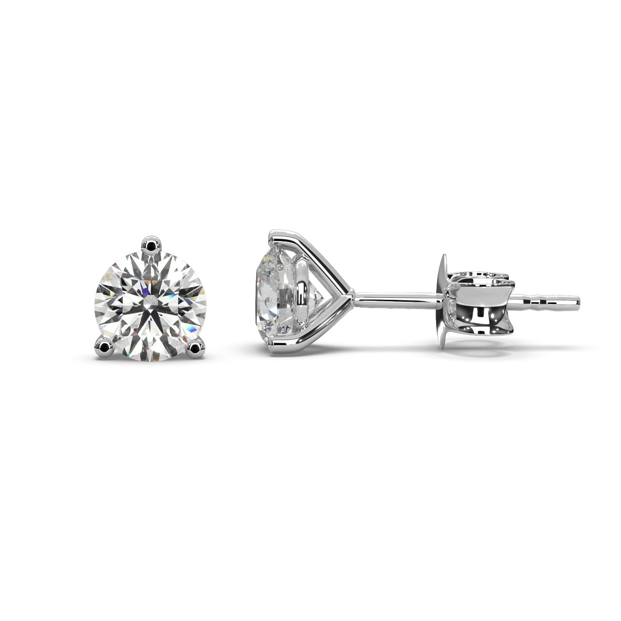 Round Lab Diamond Martini Stud Earrings - 1.00Ct - 2.00Ct
