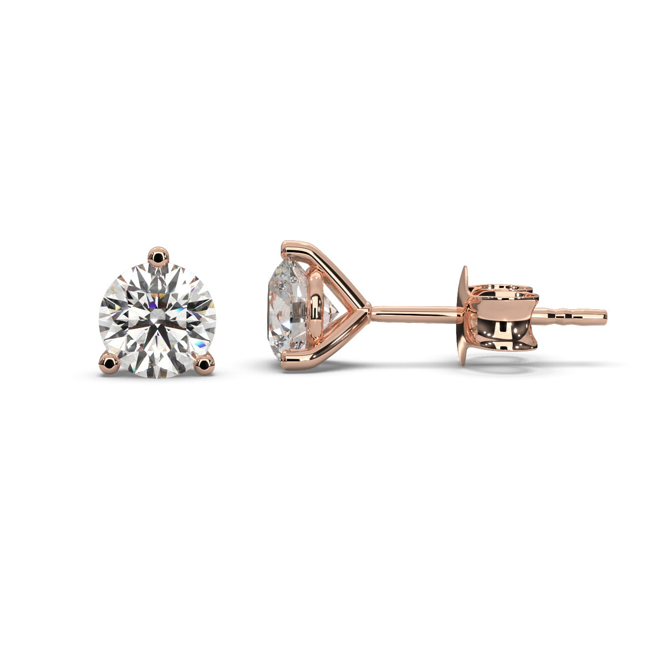 Round Lab Diamond Martini Stud Earrings - 1.00Ct - 2.00Ct