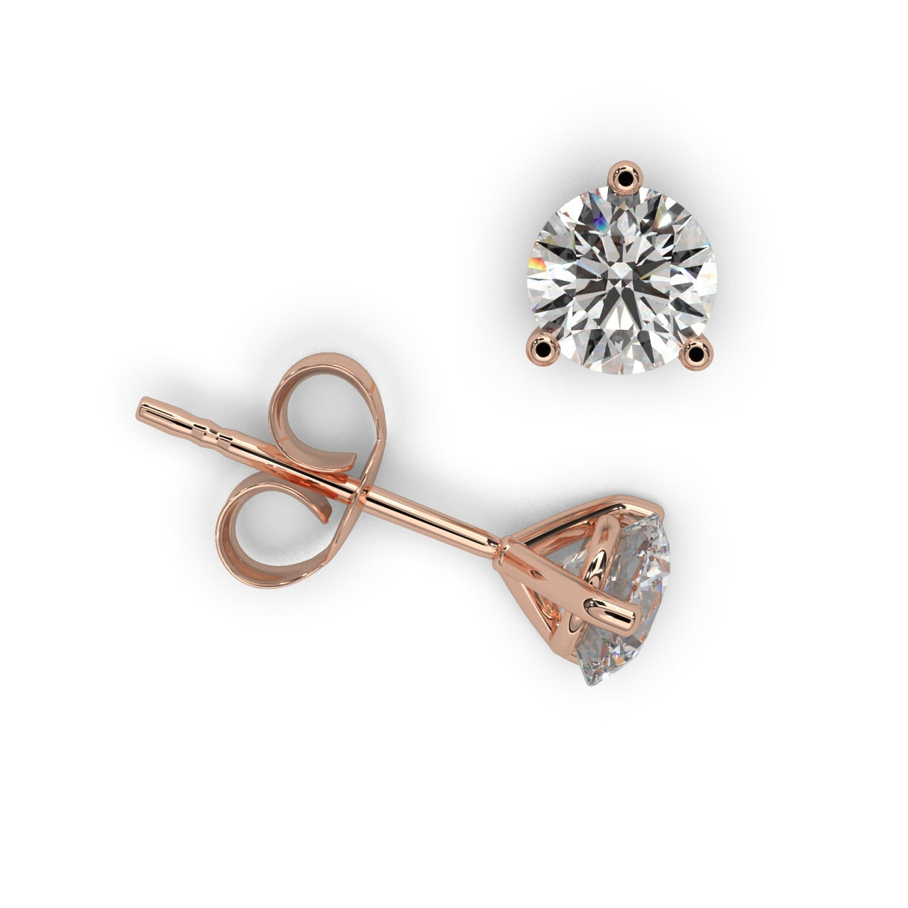 Round Lab Diamond Martini Stud Earrings - 1.00Ct - 2.00Ct