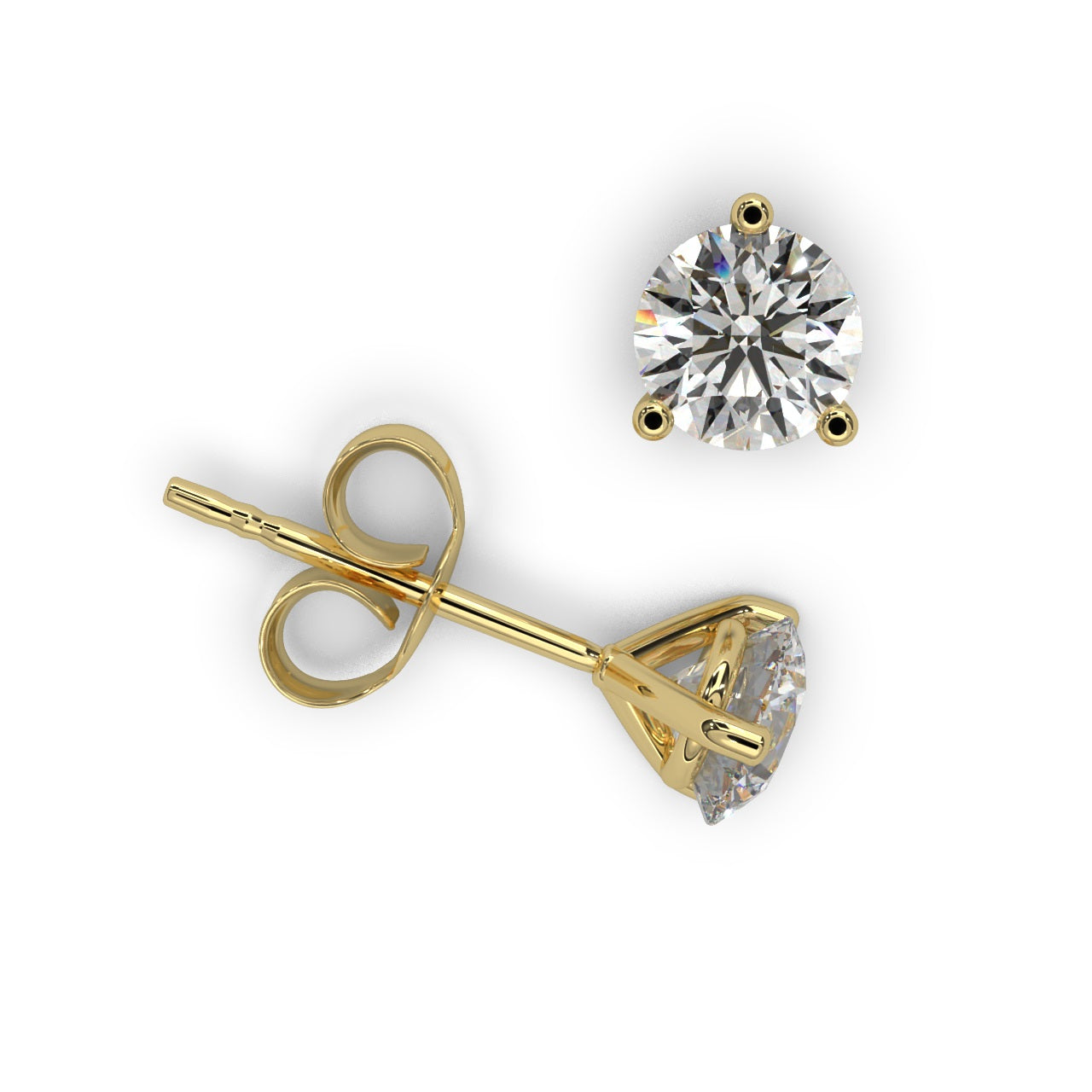 Round Lab Diamond Martini Stud Earrings - 1.00Ct - 2.00Ct