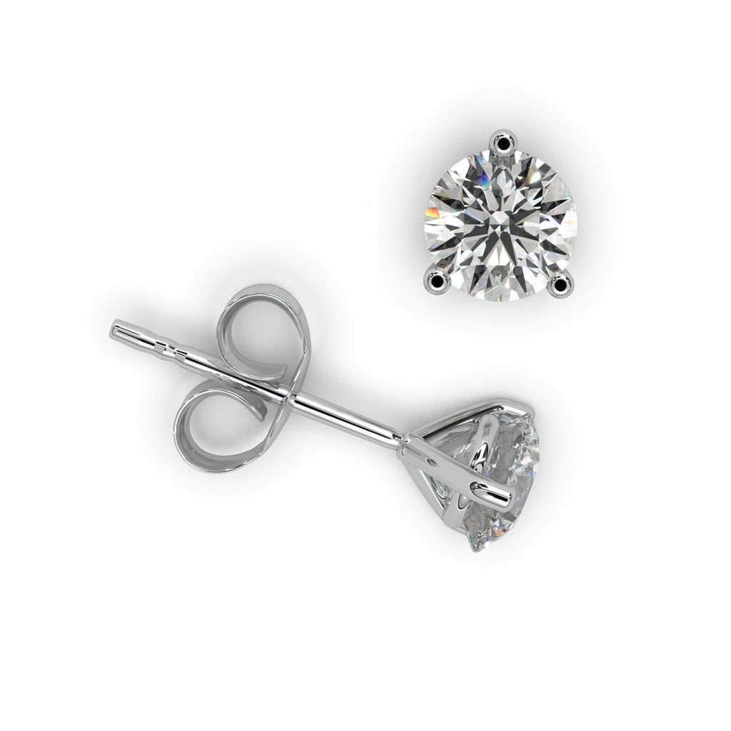 Round Lab Diamond Martini Stud Earrings - 1.00Ct - 2.00Ct
