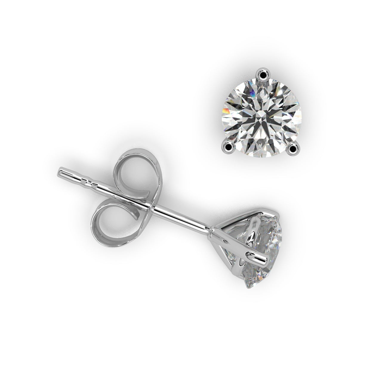 Round Lab Diamond Martini Stud Earrings - 1.00Ct - 2.00Ct