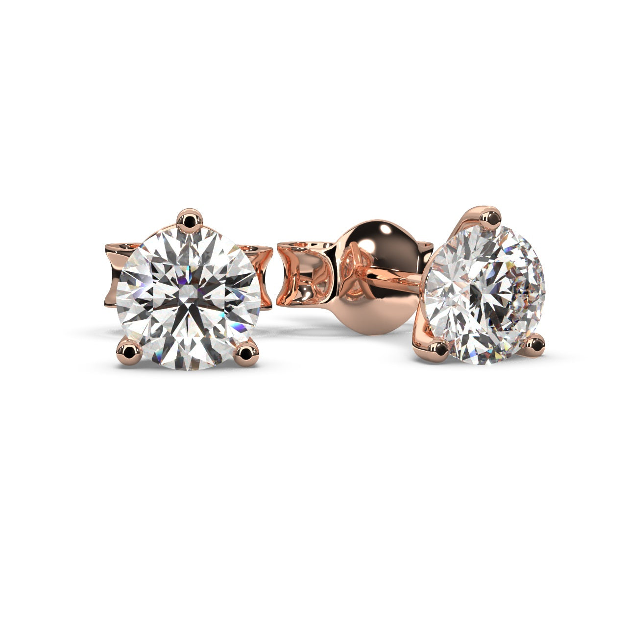 Round Lab Diamond Martini Stud Earrings - 1.00Ct - 2.00Ct