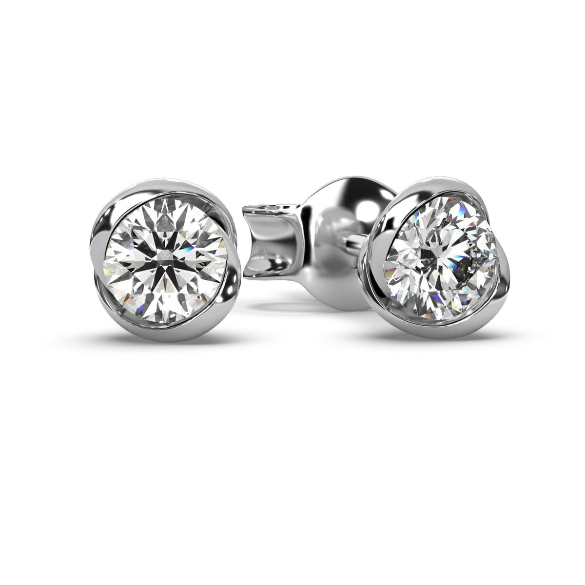 Round Lab Diamond Designer Stud Earrings - 1.00Ct - 2.00Ct