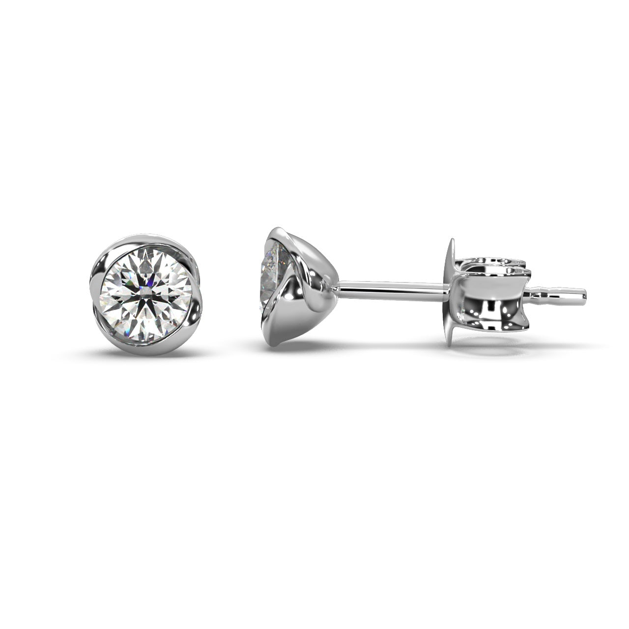 Round Lab Diamond Designer Stud Earrings - 1.00Ct - 2.00Ct