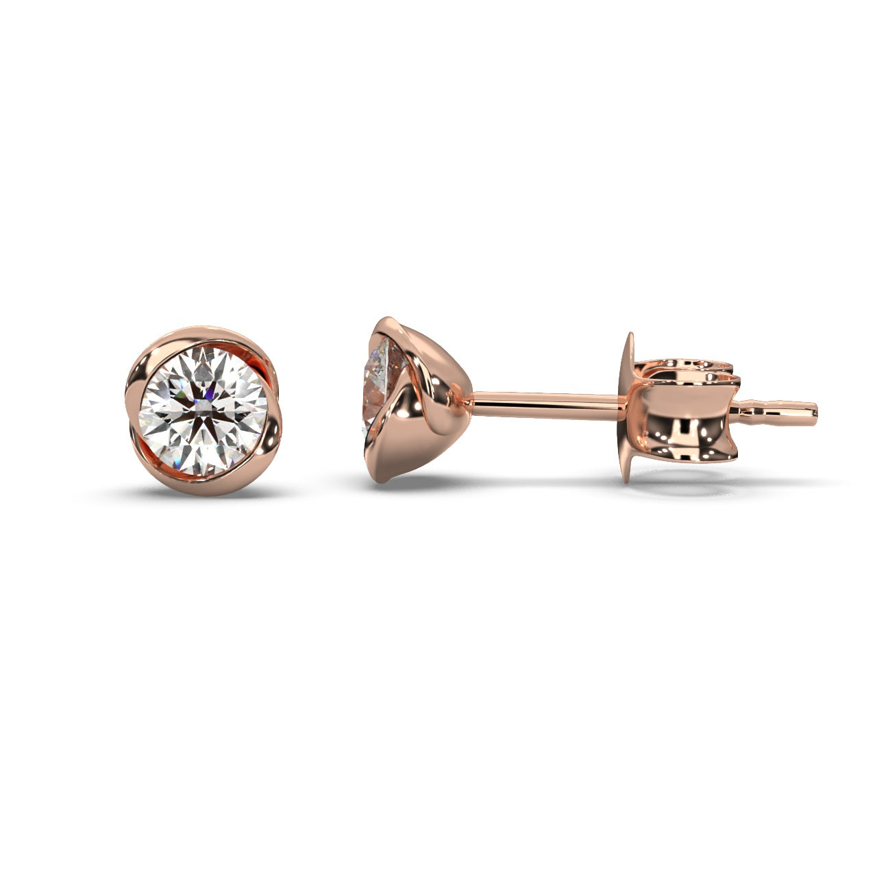 Round Lab Diamond Designer Stud Earrings - 1.00Ct - 2.00Ct