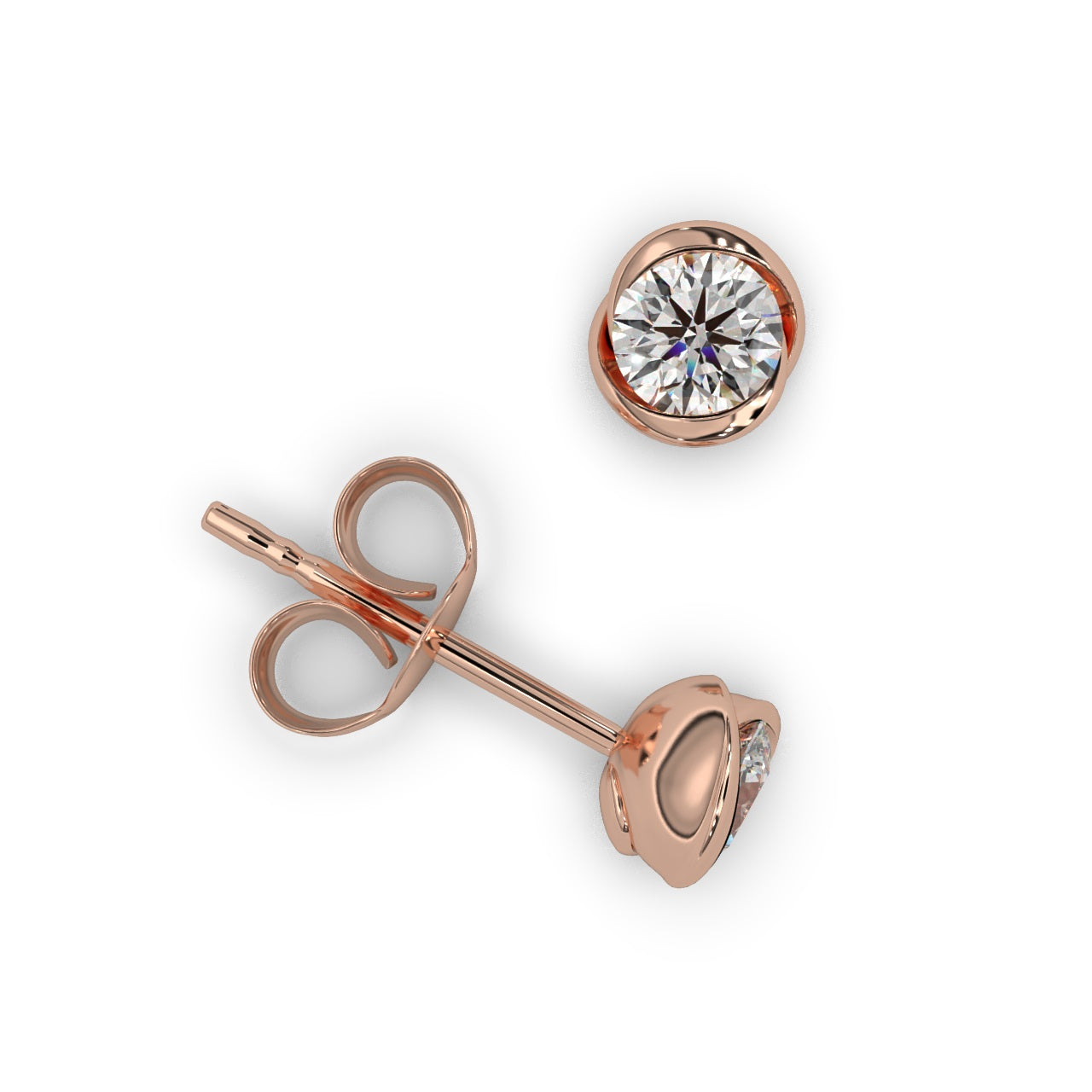 Round Lab Diamond Designer Stud Earrings - 1.00Ct - 2.00Ct