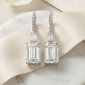 CERTIFIED 25 carat Emerald Diamond Dangle Drop Earring in Platinum