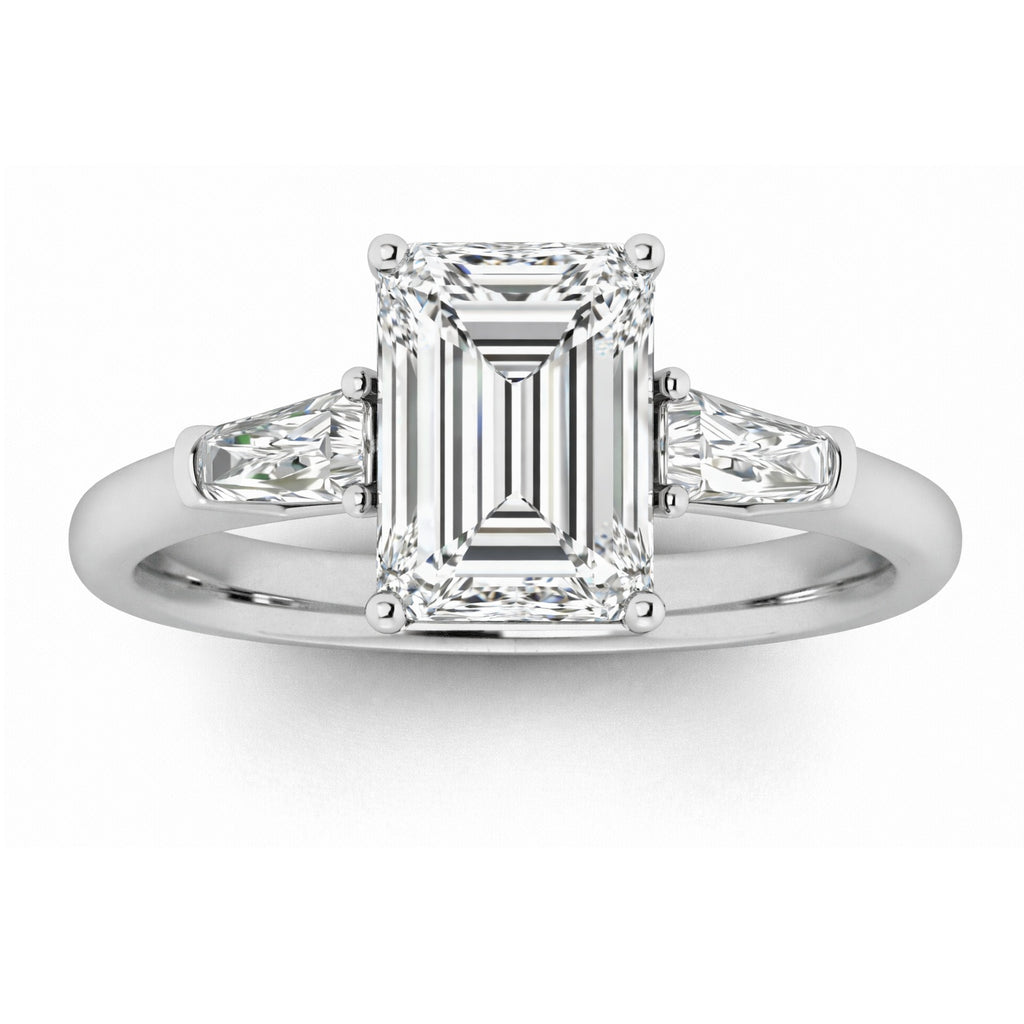 Clearance Sale ! IGI Certified Emerald & Side Lab Diamond Trilogy Ring Platinum 5.50ct