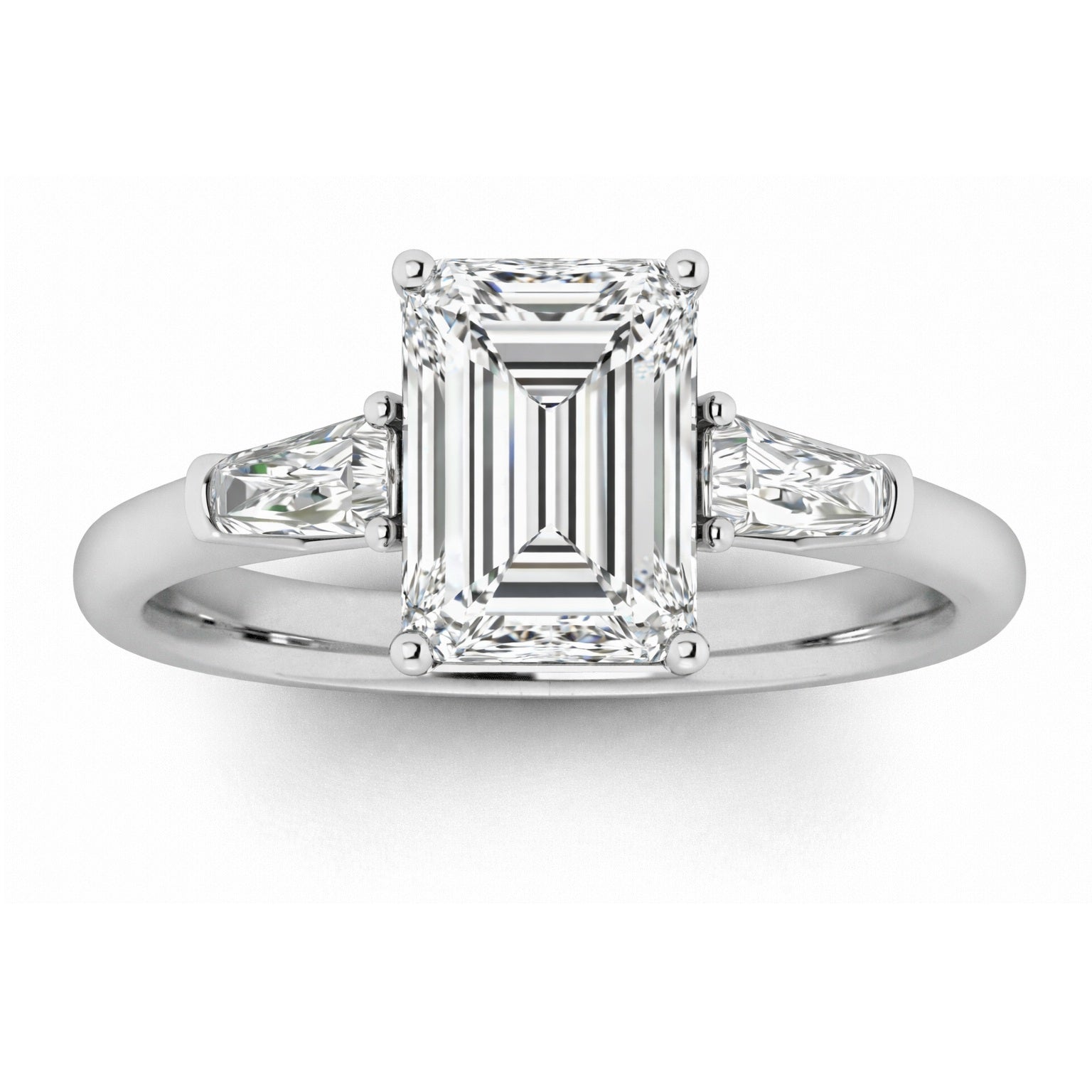 Clearance Sale ! IGI Certified Emerald & Side Lab Diamond Trilogy Ring Platinum 5.50ct