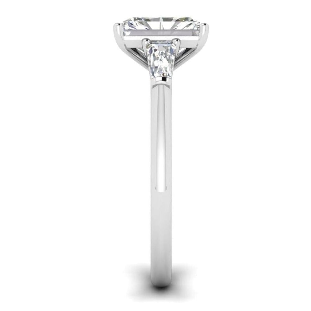 Clearance Sale ! IGI Certified Emerald & Side Lab Diamond Trilogy Ring Platinum 5.50ct