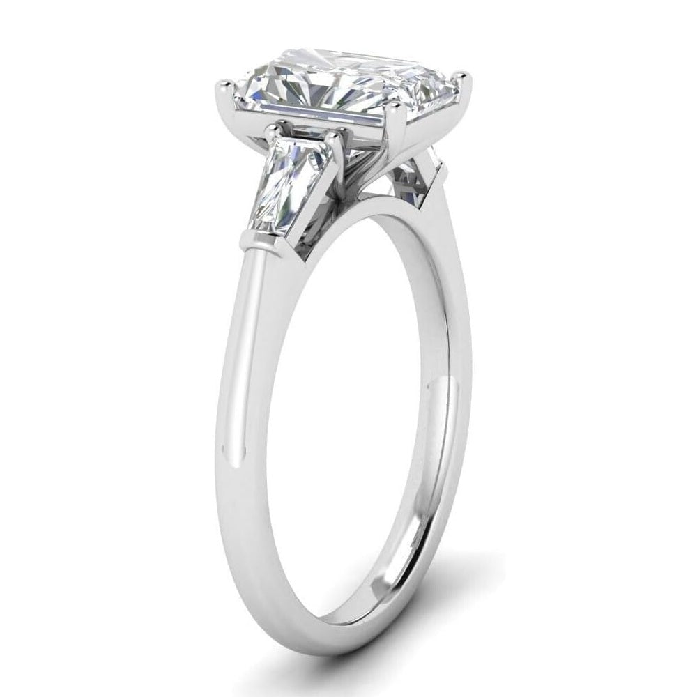 Clearance Sale ! IGI Certified Emerald & Side Lab Diamond Trilogy Ring Platinum 5.50ct